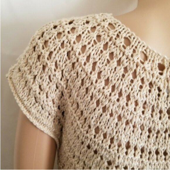 Ruby Rd. Women's Crochet Knit Fringe Tassel Hem Swim Cover-Up Top Size Medium - Picture 6 of 8